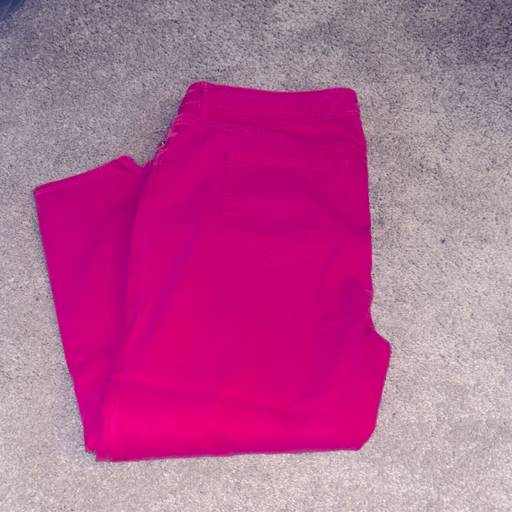 Plus Size Ralph Lauren Hot Pink Cropped Skinny Jeans size 18w